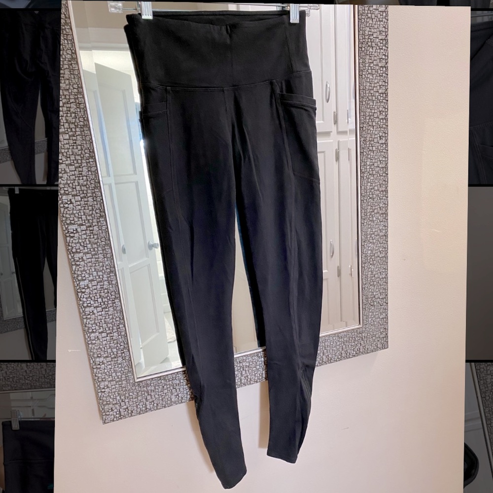 Athleta black leggings with ankle zip